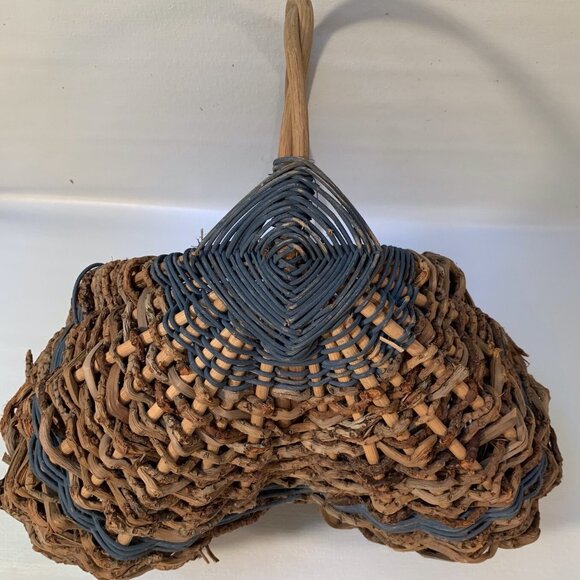 VTG Buttocks Basket Egg Gathering Hand Woven Primitive Rustic Gods Eye Large 16" - Picture 4 of 16